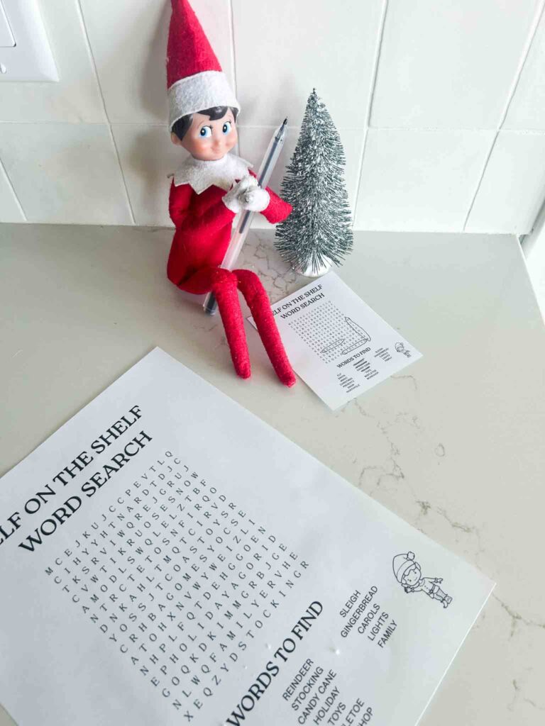 elf on the shelf word search (free printable activity